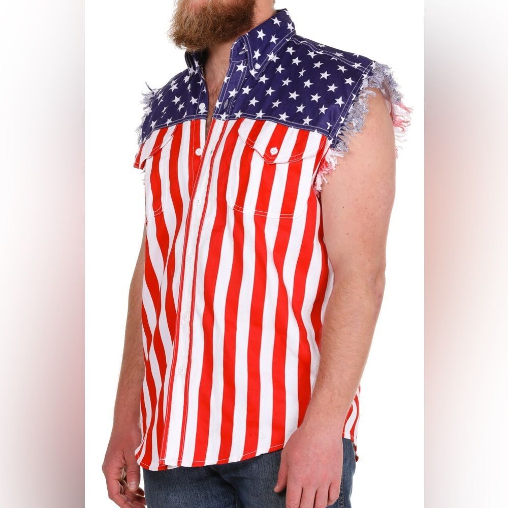 AMERICAN BIKER IMAGE Patriotic Sleeveless MENS‎ Shirt